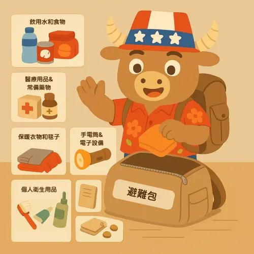 美國在台協會高雄分處分享避難包內容 ▲美國在台協會高雄分處昨(11)日發文分享避難包內容物,引網路熱議。(圖/取自美國在台協會高雄分處臉書)