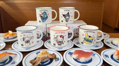 ▲藏壽司x三麗鷗家族「5款琺瑯風馬克杯」聯名限量滿額贈加碼。（圖／藏壽司提供）