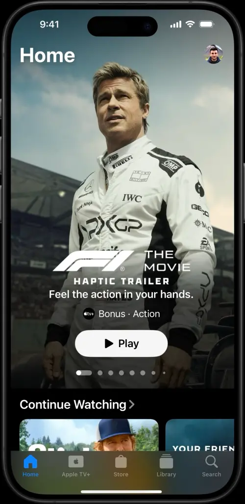 ▲為了6/25上映的《F1 電影》蘋果推出全新 iPhone 獨家觸覺回饋預告，現在可在Apple TV app 體驗。（圖／官方提供）