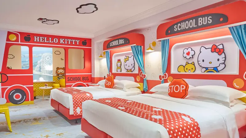 ▲深受孩童喜愛的三麗鷗主題房，6月19日前推出三天兩夜早鳥價。（圖／高雄漢來大飯店提供）