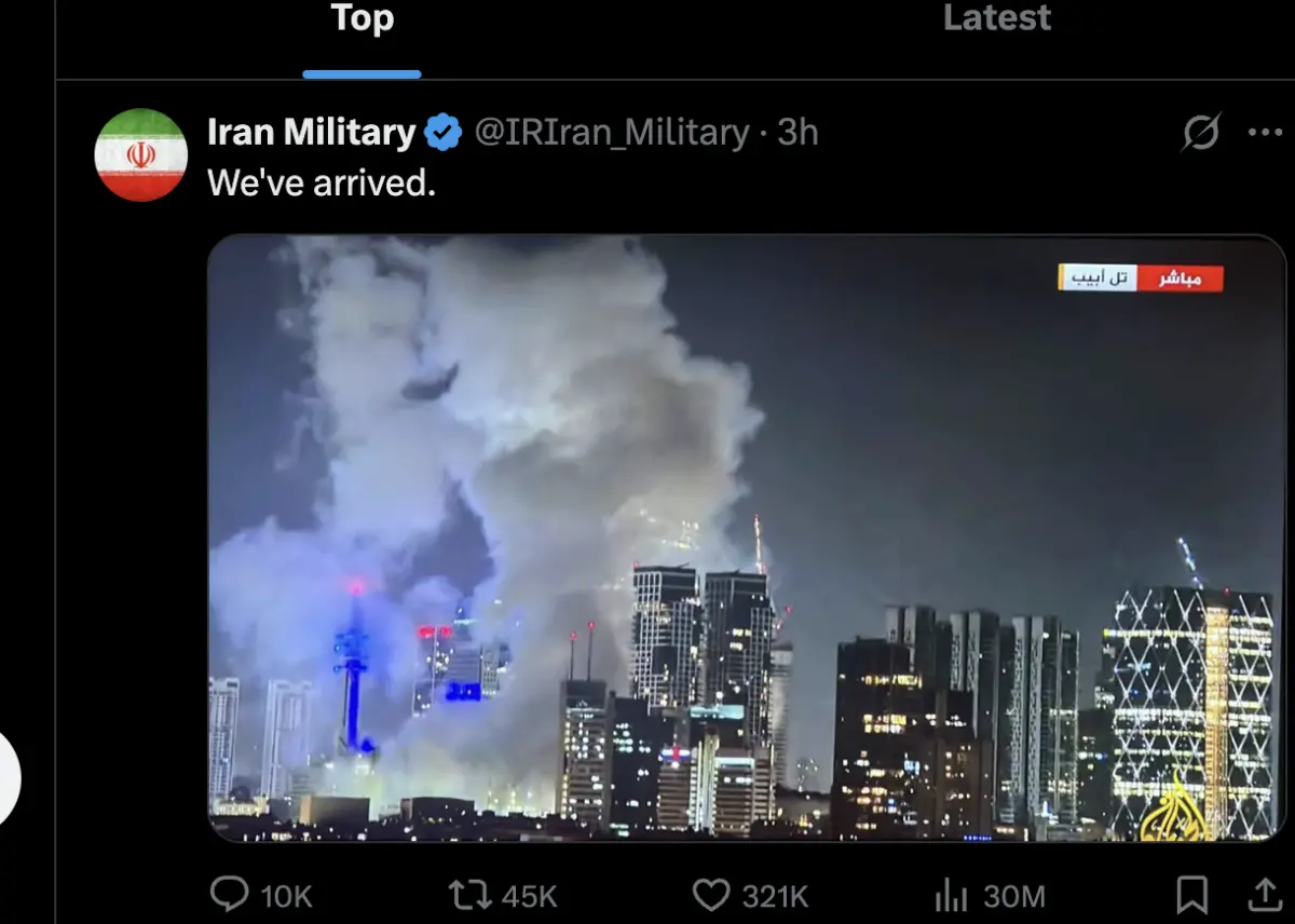 ▲伊朗證實向以色列發射三波導彈。(圖／翻攝自X）