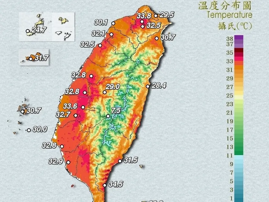 ▲白天起水氣明顯減少，仍有零星降雨，但各地大致為多雲到晴的天氣。（圖／翻攝自中央氣象署）