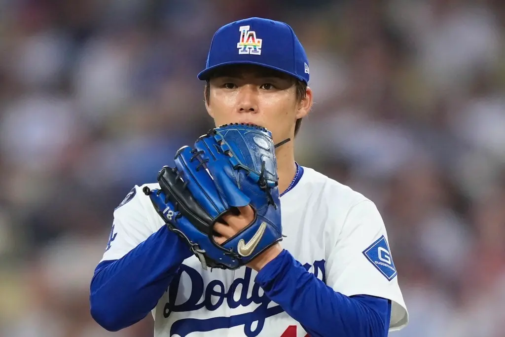 ▲道奇先發投手山本由伸（Yoshinobu Yamamoto）繳出5.2局無失分表現，僅被擊出5支安打，送出6次三振，收下本季第10勝。（圖／美聯社／達志影像）
