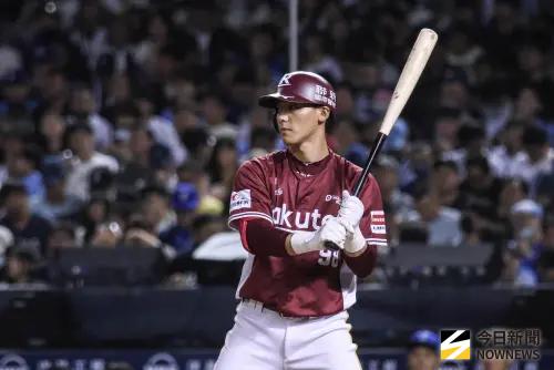 ▲截至上半季結束，陳晨威出賽60場全勤，擊出73支安打、4轟、22次保送，繳出打擊率.316、上壘率.374、長打率.433的亮眼成績，成為樂天打線中不可或缺的開路先鋒。（圖／記者朱永強攝，2025.06.14）