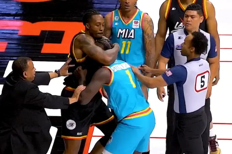 ▲2025年BIG3三對三聯盟於本週正式展開新賽季，但＝開幕戰焦點卻是「魔獸」霍華德（Dwight Howard）與「吹耳哥」Lance Stephenson的激烈衝突。（圖／翻攝自YouTube）