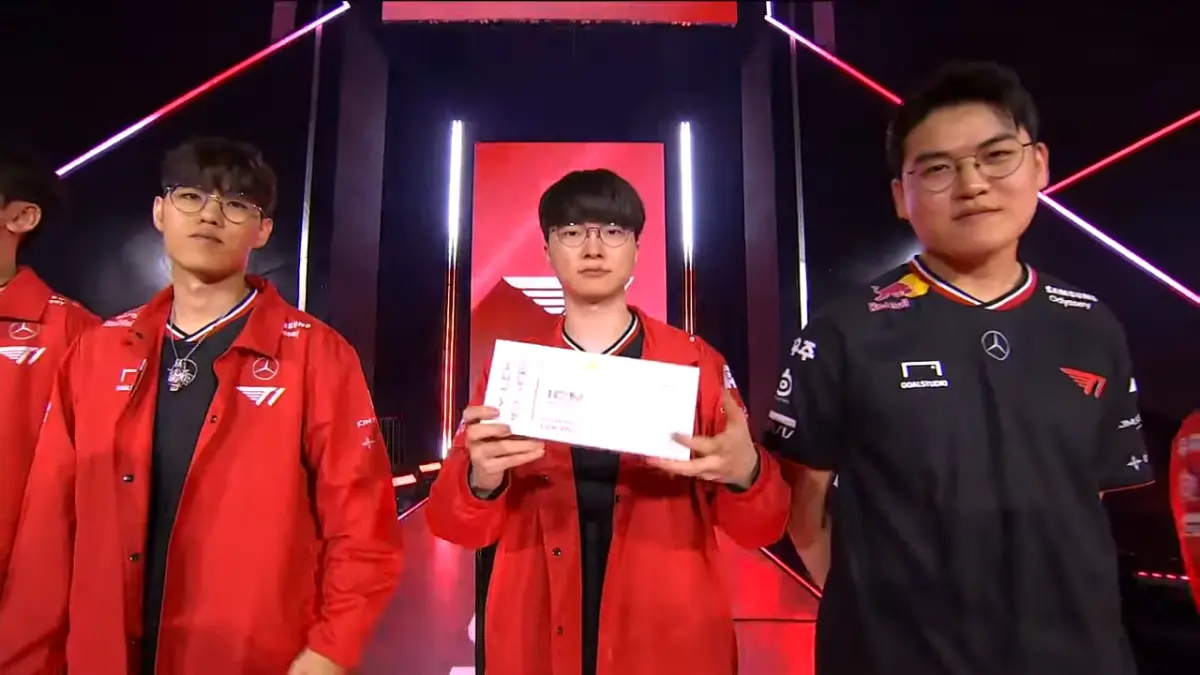 ▲（15）日 LCK Final Round 由T1對決HLE，賽前不被看好的T1，完成3:0的史詩級勝利。（圖／YT@LCK Global）