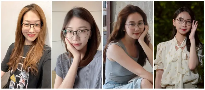 ▲圖說： 電視主播鄔凱雯、陳靜宜、張珈瑄、張蕙纖(由左至右)戴上JINS新上市的黃金比例眼鏡，4人紛紛在社群貼出美照，驚艷自己的臉變小了還增添知性氣質。（圖／品牌提供）