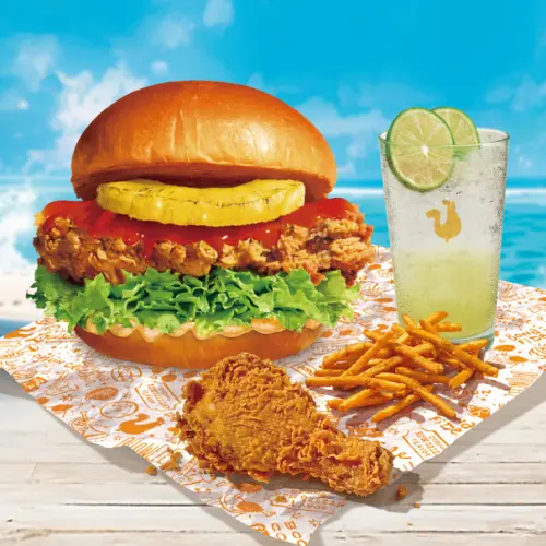 618漢堡王買一送一!24盎司牛排「無麵包堡套餐」69折:現省180元 ▲Popeyes「CJS布里歐鳳梨辣腿堡」開吃。(圖/Popeyes提供)