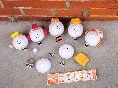 ▲今618國際壽司日，開搶爭鮮「走走壽司公仔」5款。（圖／爭鮮餐飲提供）