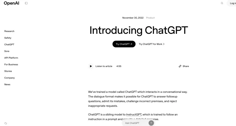 ▲ChatGPT。（圖╱取自ChatGPT網頁）