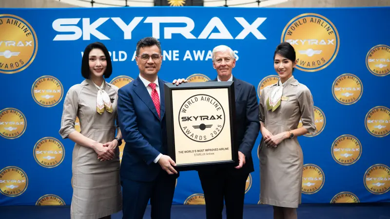 ▲星宇航空於今(18)日在法國巴黎舉行的 2025 SKYTRAX全球航空公司大獎頒獎典禮。(圖/業者提供)