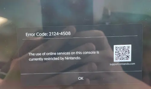 ▲近日在 X 平台與 Reddit 論壇中，陸續有玩家回報 Nintendo Switch 2 在使用 MIG 燒錄卡後，主機直接出現「2134-4508 錯誤代碼」，代表連網功能全都被禁用。（圖／X）