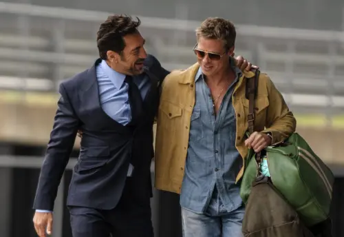 ▲《F1電影》中哈維爾巴登（左）與布萊德彼特（右）各有不同的魅力，票房越來越被看好。（圖／華納兄弟提供）