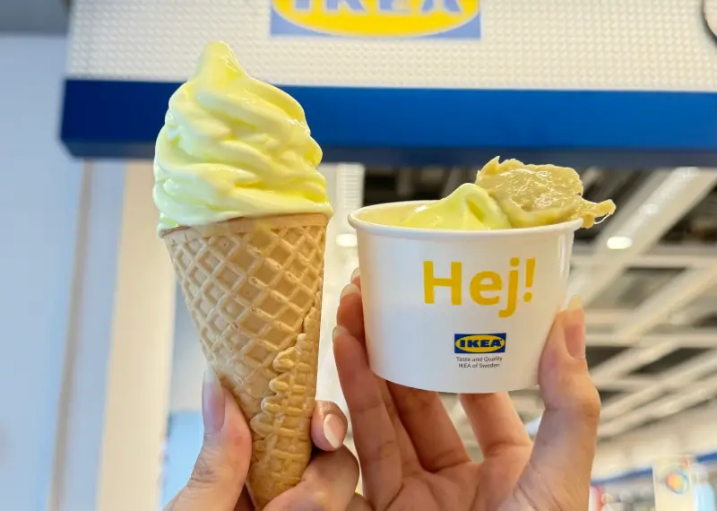 ▲IKEA驚喜宣布「榴槤風味霜淇淋」回歸IKEA美食小站，每支只要銅板價20元。（圖／記者鍾怡婷攝）