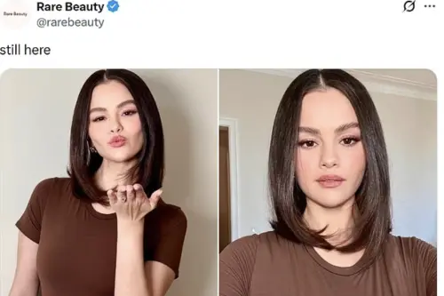 ▲席琳娜（如圖）在自己彩妝品牌的網頁上發布的圖文，被認為針對舊愛小賈斯汀的妻子海莉，有暗諷對方出售公司的意圖。（圖／摘自FB）