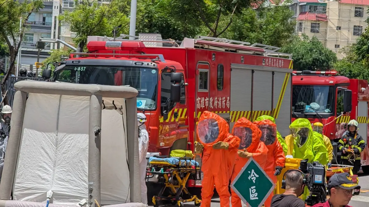 ▲為強化高科技產業園區災害應變能力，高雄市政府今天聯合經濟部產業園區管理局及園區廠商，舉辦跨局處聯合搶救演習。（圖／高市府消防局提供）