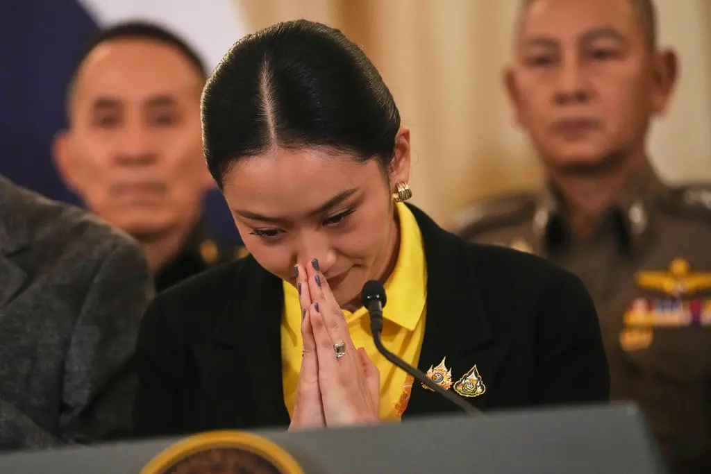 ▲泰國總理貝東丹因為與柬埔案前總理洪森的對話遭外洩，引發政治風暴。（圖／美聯社／達志影像）