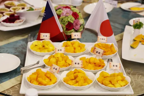 ▲黃偉哲特別準備了高達9種不同品種的芒果饗宴款待安倍昭惠等來賓。（圖／南市府提供）