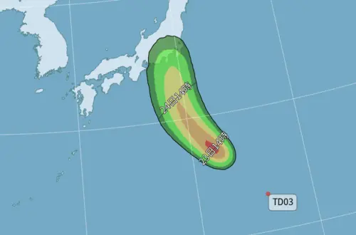 ▲新颱風「聖帕」如果生成，路徑將一路奔向日本，週三（6/25）最接近當地。（圖／中央氣象署）