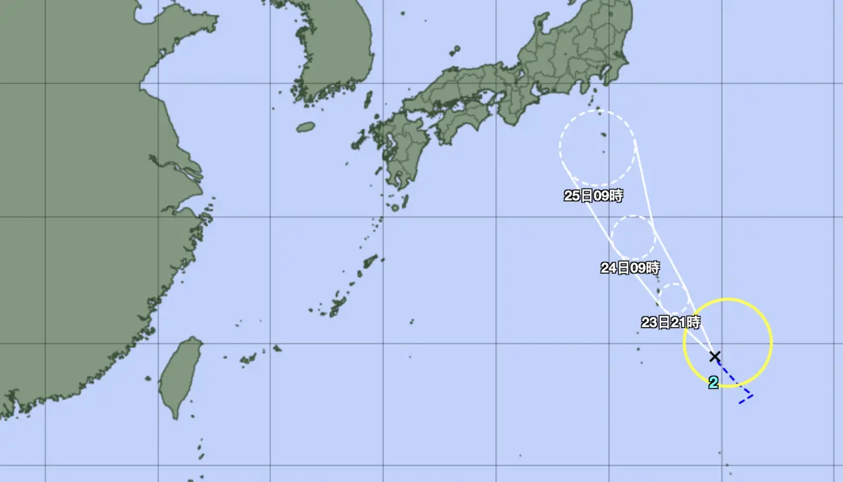 ▲今年第2號颱風「聖帕」生成，距離台灣遙遠，路徑朝日本而去。（圖／日本氣象廳）