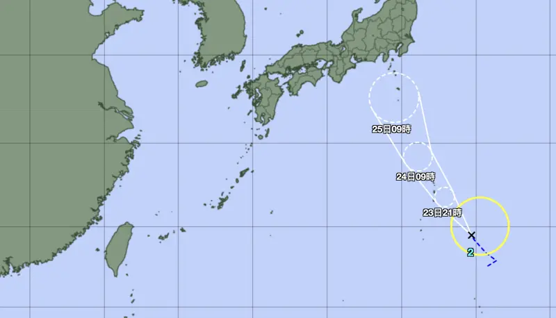 ▲今年第2號颱風「聖帕」生成，距離台灣遙遠，路徑朝日本而去。（圖／日本氣象廳）