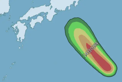 ▲聖帕颱風路徑對台無影響，但會朝日本移動，週三（6/25）最接近日本。（圖／日本氣象廳）