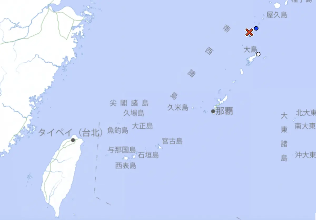 ▲日本鹿兒島縣吐噶喇列島周圍地震不斷，最壞情況恐替台灣帶來小海嘯。（圖／日本氣象廳）