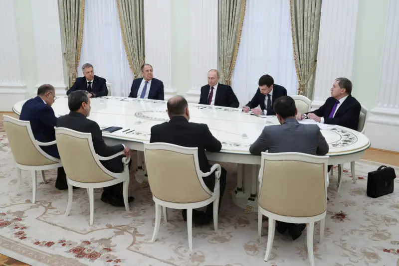 ▲俄羅斯總統蒲亭（Vladimir Putin）23日會見伊朗外交部長阿拉奇（Abbas Araghchi）。（圖／美聯社／達志影像）