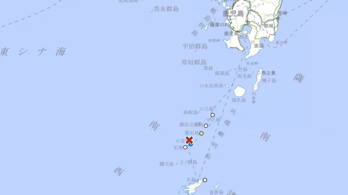 ▲日本鹿兒島吐噶喇群島近海自21日以來發生三百多起地震，24日下午又發生一起規模5.0地震。（圖／日本氣象廳官網）