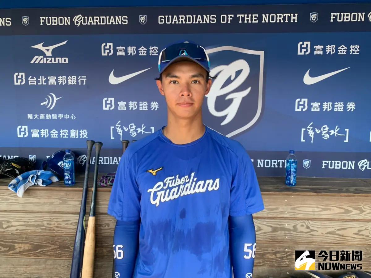 ▲富邦悍將內野手陳愷佑首度升上一軍，希望自己未能成為與江坤宇一樣的選手。（圖／記者陳柏翰攝）