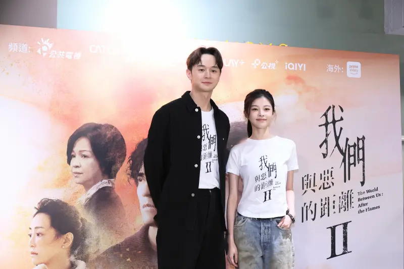 ▲張軒睿（左）、詹子萱（右）在《我們與惡的距離2》中談格差戀，因為價值觀不同，交往71天就分手。（圖／記者嚴俊強攝）