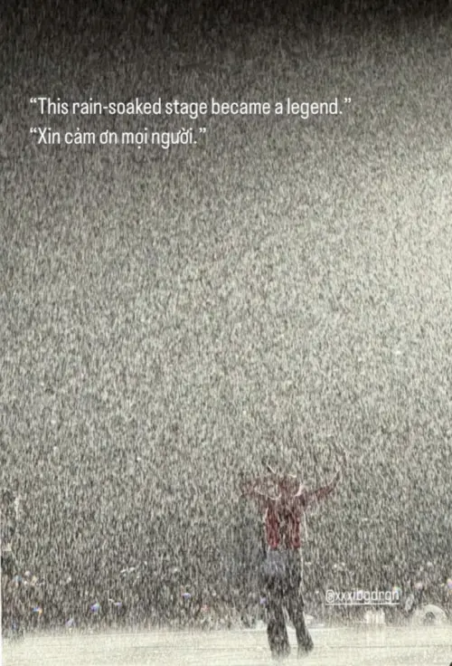 ▲GD日前造訪越南卻遇上暴雨，他不讓粉絲失望，登台淋雨開唱。（圖／GD IG）