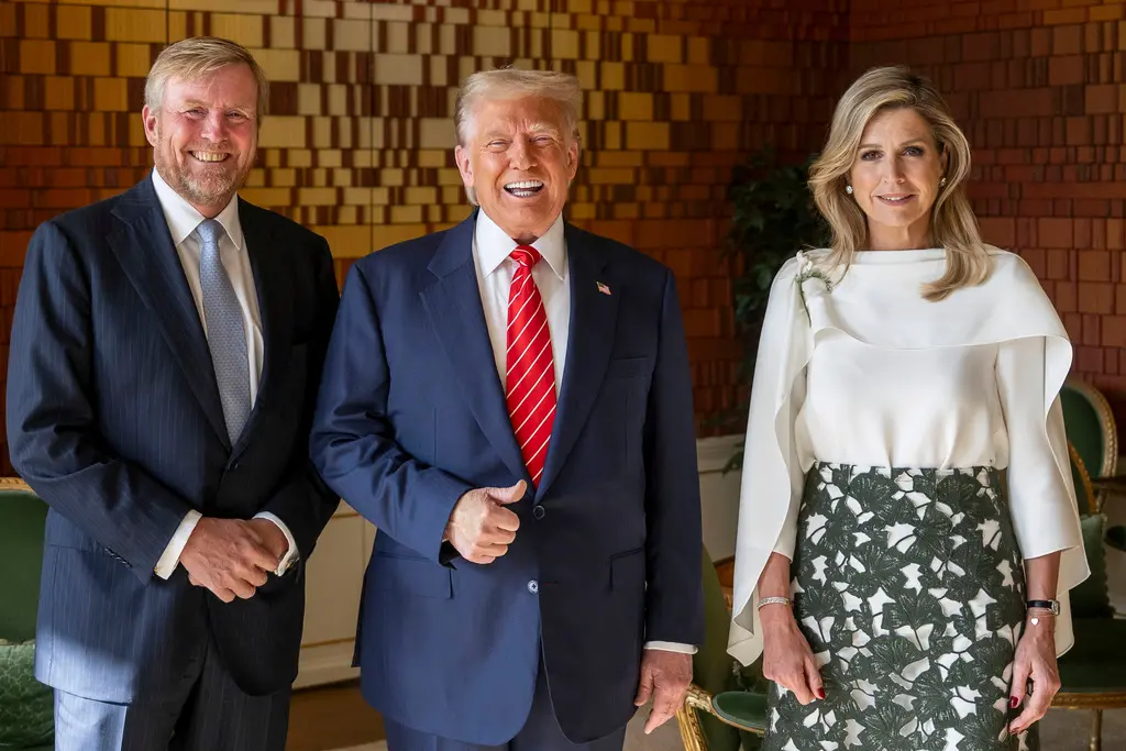 ▲荷蘭威廉-亞歷山大國王（King Willem-Alexander）與麥克西瑪王后（Queen Máxima）25日與美國總統川普會面。（圖／美聯社／達志影像）