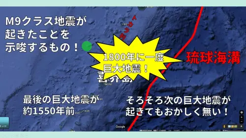 ▲喜界島過去7000年有4次9.0大地震,周期約1800年,上一次距今約1550年前。(圖/郭鎧紋提供) ▲喜界島過去7000年有4次9.0大地震,周期約1800年,上一次距今約1550年前。(圖/郭鎧紋提供)