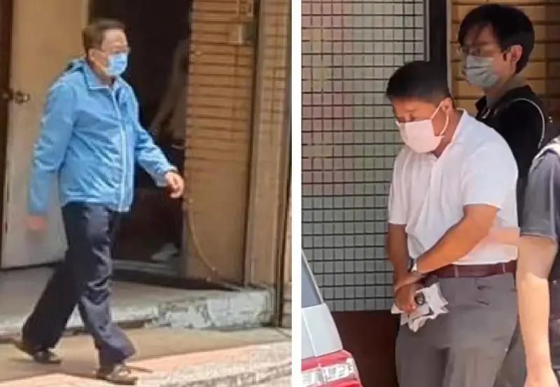 ▲國民黨台中市黨部一組總幹事伍康龍（右）、書記長陳劍鋒被起訴後，今凌晨交保。（資料畫面）