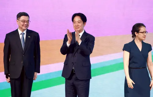 (圖/記者葉政勳攝,2025.06.28) ▲民進黨今舉行全代會,蕭美琴、賴清德、卓榮泰出席。(圖/記者葉政勳攝,2025.06.28)