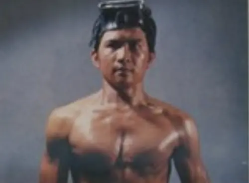 ▲李小飛在《大地勇士》演蛙人，練出強壯的體格，豎立了「運動型男」的形象。（圖／摘自國立台灣歷史博物館典藏網）