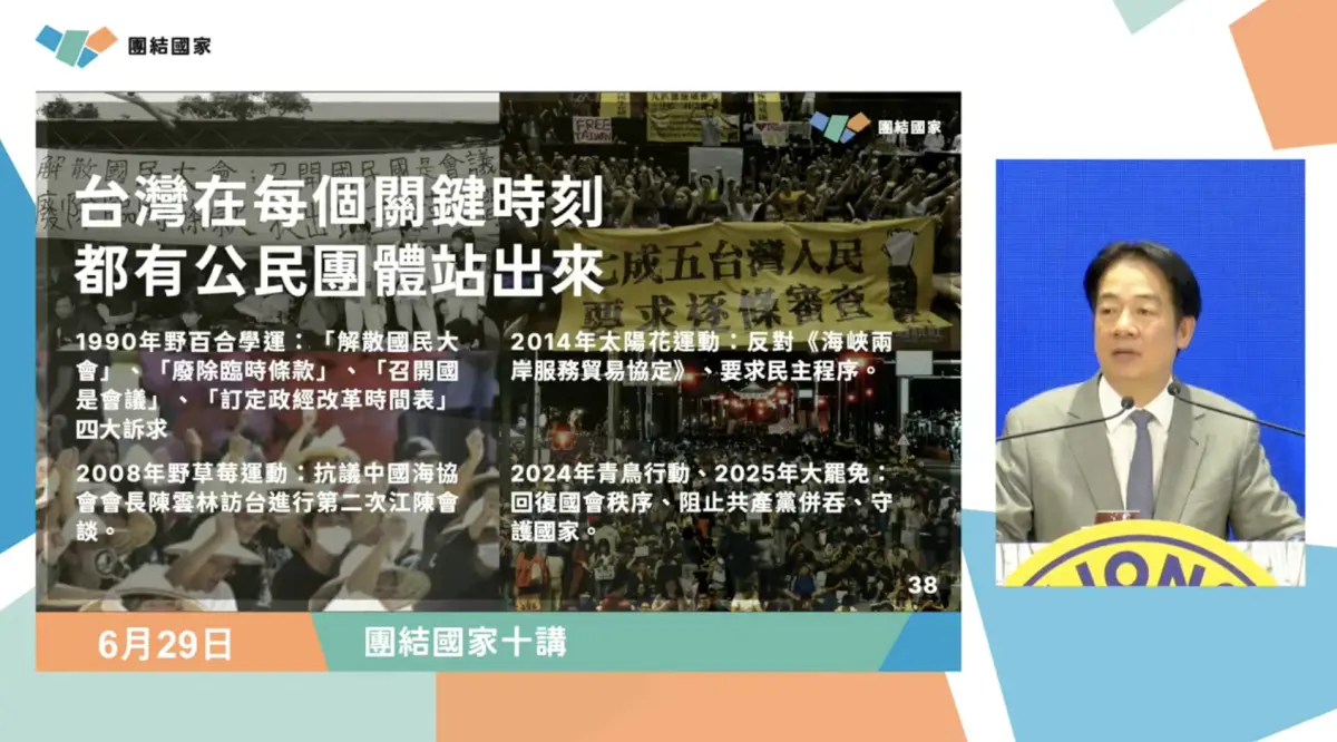 ▲賴清德表示公民團體是台灣一股珍貴的力量，每當國家有需要就會出現。（圖／翻攝自賴清德YT）