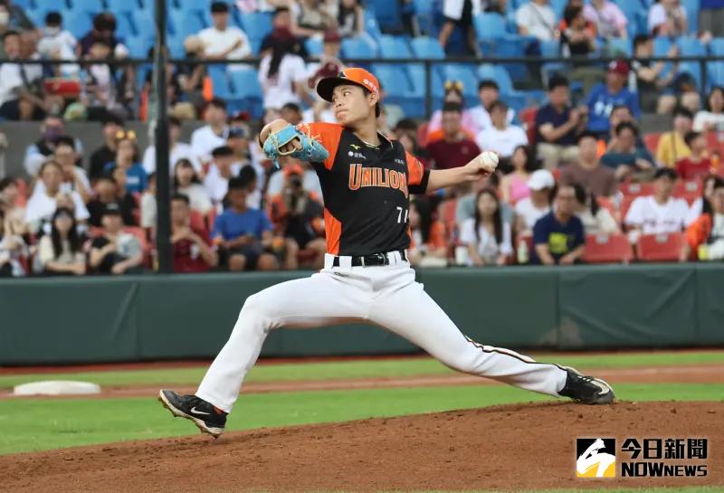 ▲統一獅21歲投手林詔恩扛今日在封王戰（保留比賽）先發投手。（圖／記者朱永強攝 ,2025.06.29）