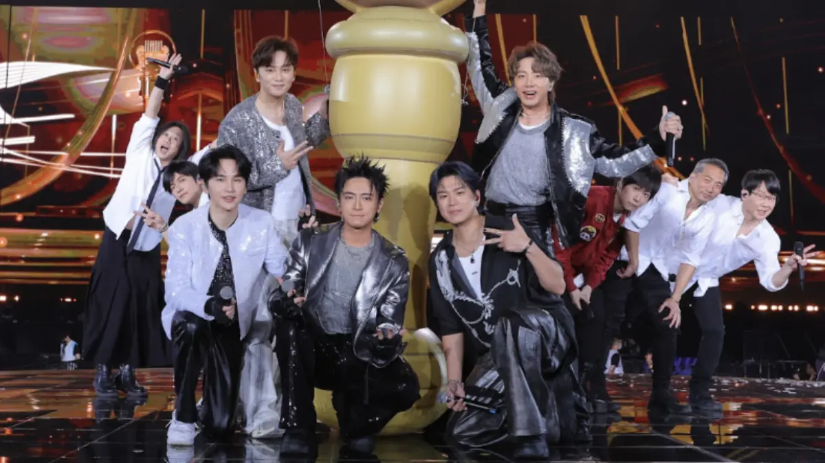 ▲五月天今（29）日第3天登上台北大巨蛋，Energy（如圖）擔任驚喜嘉賓，10人合體嗨跳〈星期五晚上〉、〈馬上去〉，全場萬名粉絲暴動。（圖／相信音樂提供）