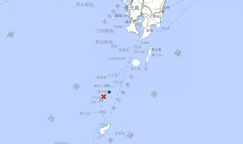 ▲日本鹿兒島吐噶喇群島（トカラ列島）近海，自本月21日起開始密集發生地震，29日單日突破百起地震再創高峰。（圖／日本氣象廳官網）