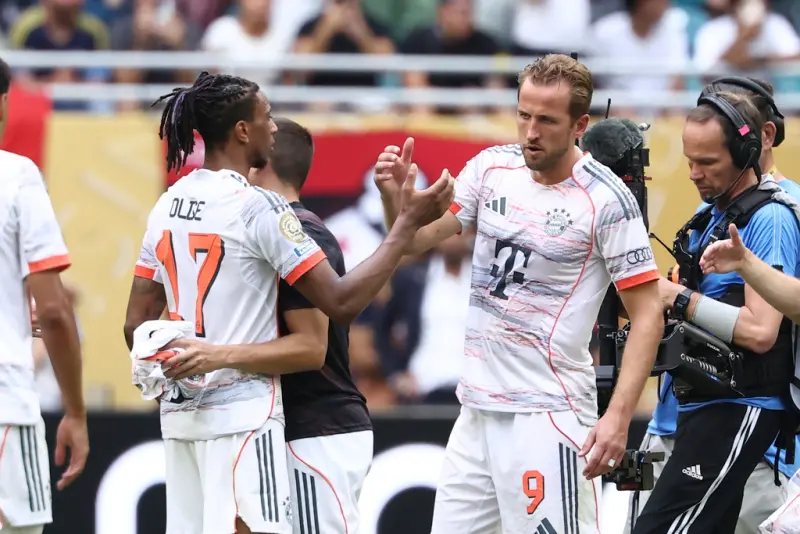 ▲2025世俱盃16強戰，拜仁慕尼黑在Harry Kane梅開二度的帶領下，終場以4：2擊敗佛朗明哥，成功搶下8強門票，將對上巴黎聖日耳曼。（圖／美聯社／達志影像）