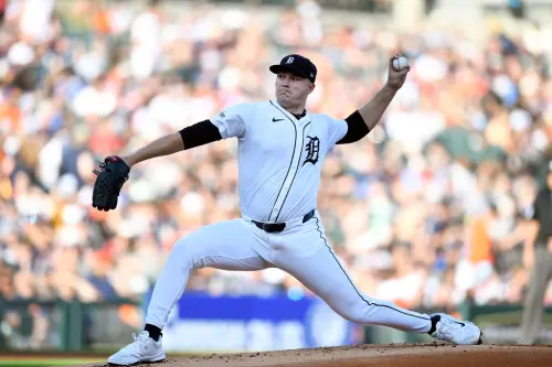 ▲MLB底特律老虎今（30）日主場迎戰明尼蘇達雙城，老虎王牌Tarik Skubal繳出7局，僅被敲1支安打，狂飆13次三振，率領老虎3：0擊敗雙城，同時也寫下MLB史上罕見紀錄。（圖／美聯社／達志影像）