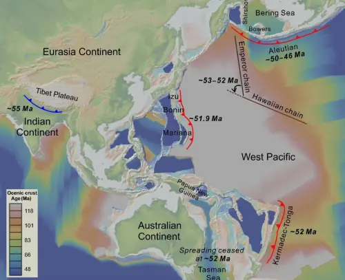▲受到全球板塊帶動，「中太平洋山脈」有不斷朝西北靠近日本的趨勢。（圖／郭鎧紋提供）