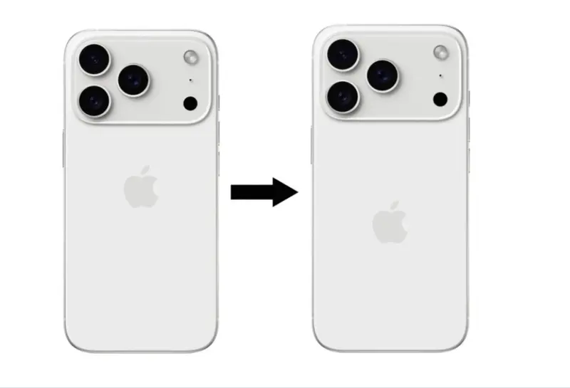 ▲爆料大神指出，iPhone 17 Pro為了配合鏡頭模組，蘋果LOGO可能會往下移動。（圖／翻攝Majinbu X）