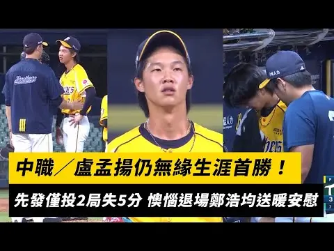中職／盧孟揚仍無緣生涯首勝！先發僅投2局失5分 懊惱退場鄭浩均送上暖心安慰｜NOWnews