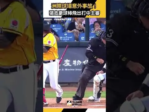 中職／洲際球場意外事故！#張志豪球棒飛出打中主審｜NOWnews