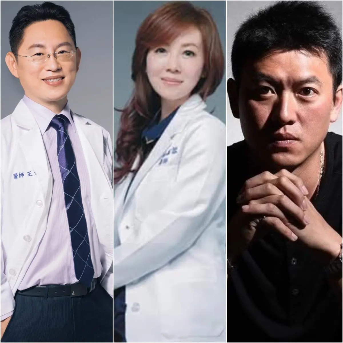 ▲台南名醫王文哲（左）控訴醫師太太蕭嘉蓉（中）與旅美名投王建民（右）有曖昧之情，蕭嘉蓉不滿王文哲洩漏她與王建民的對話給媒體，提告判賠150萬元。（圖／翻攝臉書）