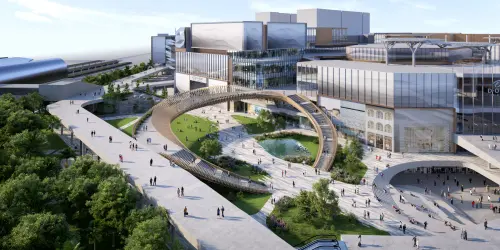 ▲D-ONE第一大天地在高鐵、台鐵及台中捷運三鐵共構站正前方，規劃「超級巨無霸全台最大立體停車場」，擁有近3,000個汽車停車位及2,400多個機車停車位，為台灣單層面積最大，停車數量體最多的立體停車場。（圖／第一大國際開發提供）