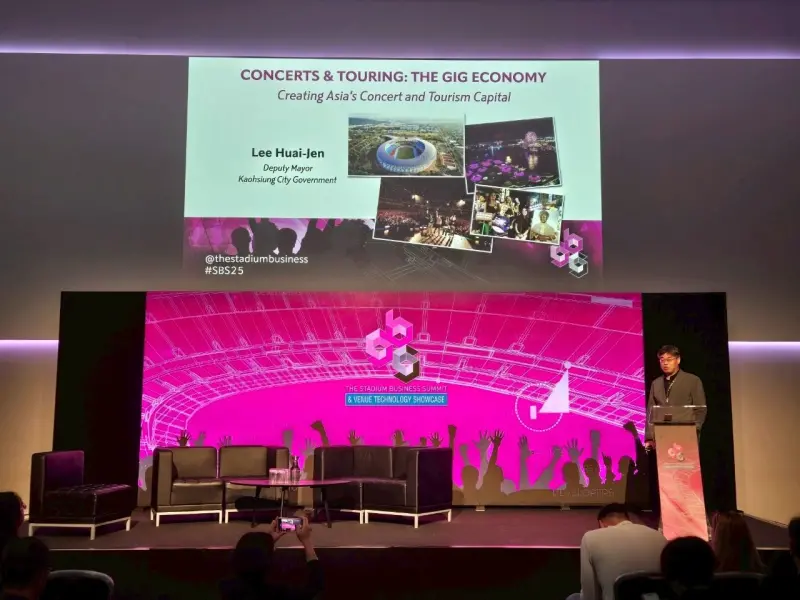 ▲高雄市副市長李懷仁赴英行銷演唱會經濟，向全球產業推介高雄場館優勢。（圖／高雄市文化局）
